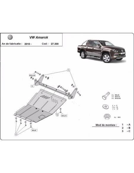 Cubre carter metalico Volkswagen Amarok "27.300" (Desde 2010 hasta 2022)