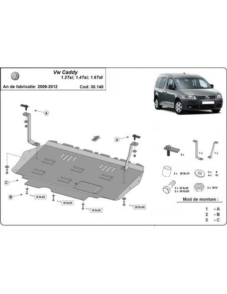 Cubre carter metalico Volkswagen Caddy "30.140" (Desde 2010 hasta 2012)