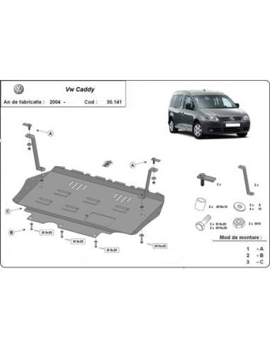 Cubre carter metalico VW Caddy...