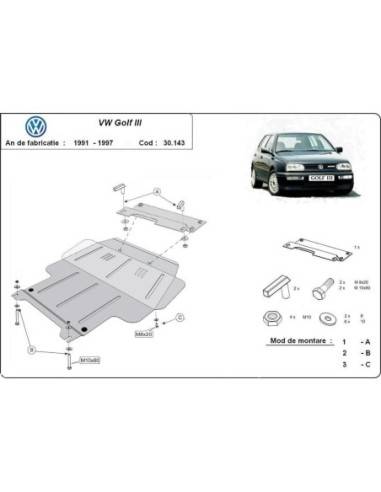 Cubre carter metalico VW Golf 3...