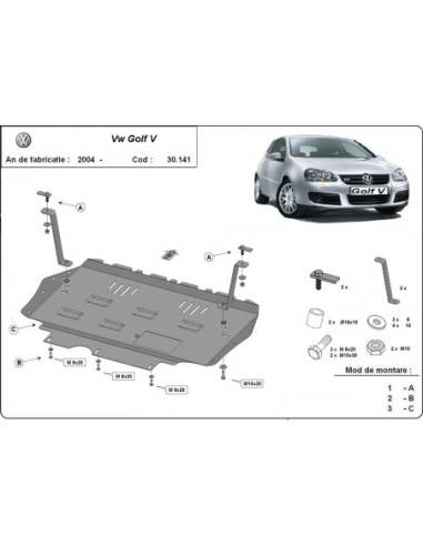 Cubre carter metalico Vw golf mk5...