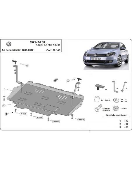 Cubre carter metalico VW Golf 6 "30.140" (Desde 2010 hasta 2012)