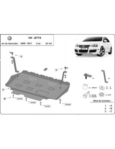 Cubre carter metalico VW Jetta "30.141" (Desde 2005 hasta 2011)