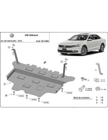 Cubre carter metalico VW Passat Alltrack -caja de cambios automática "30.145A" (Desde 2015 hasta 2022)