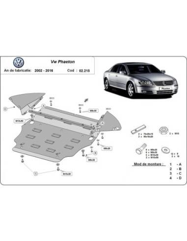 Cubre carter metalico Volkswagen Phaeton "02.215" (Desde 2002 hasta 2016)