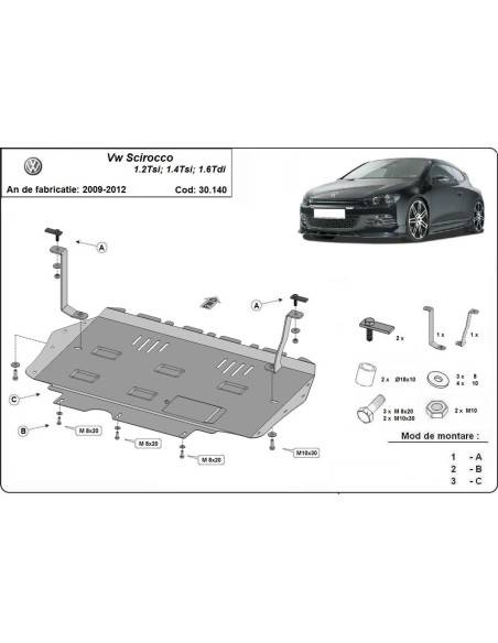 Cubre carter metalico Volkswagen Scirocco "30.140" (Desde 2008 hasta 2017)
