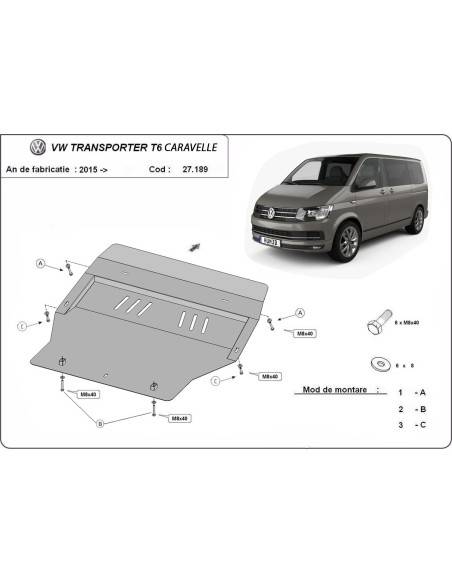 Cubre carter metalico Volkswagen Transporter T6 Caravelle "27.189" (Desde 2015 hasta 2022)