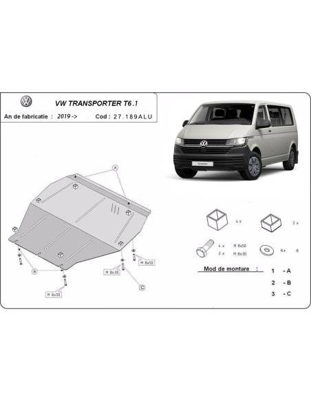 Cubre carter aluminio Volkswagen Transporter T6.1 "27.189ALU" (Desde 2019 hasta 2022)