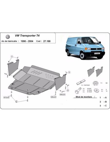 Cubre carter metalico VW Transporter T4 "27.188" (Desde 1990 hasta 2003)