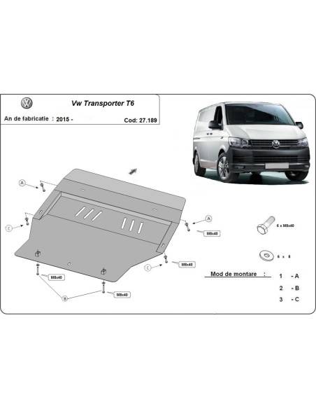 Cubre carter metalico Volkswagen Transporter T6 "27.189" (Desde 2015 hasta 2022)