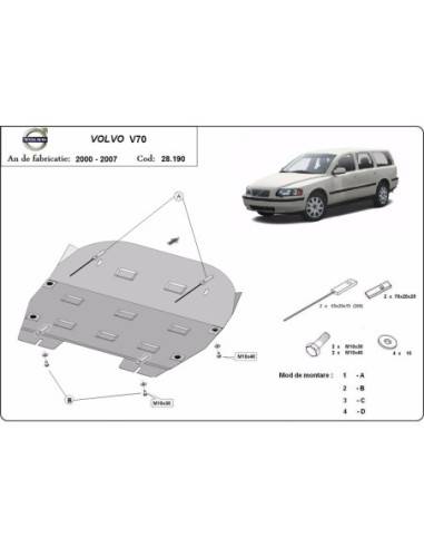 Cubre carter metalico Volvo V70 "28.190" (Desde 2000 hasta 2007)