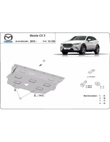 Cubre carter metalico Mazda CX3 "13.120" (Desde 2015 hasta 2022)