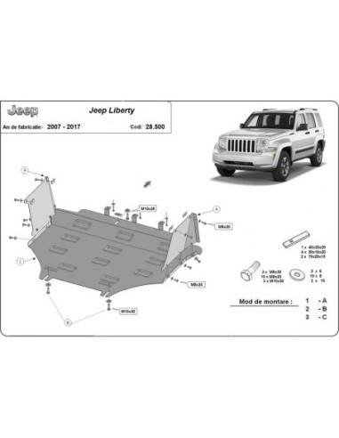 Cubre carter metalico Jeep Liberty "28.500" (Desde 2007 hasta 2017)