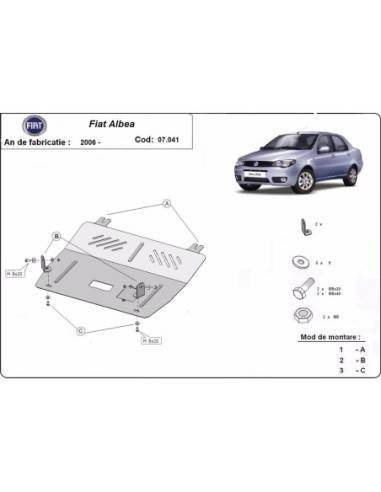 Cubre carter metalico Fiat Albea "07.041" (Desde 2002 hasta 2012)