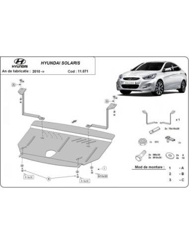 Cubre carter metalico Hyundai Solaris "11.071" (Desde 2010 hasta 2018)