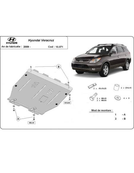 Cubre carter metalico Hyundai Veracruz "10.071" (Desde 2009 hasta 2015)