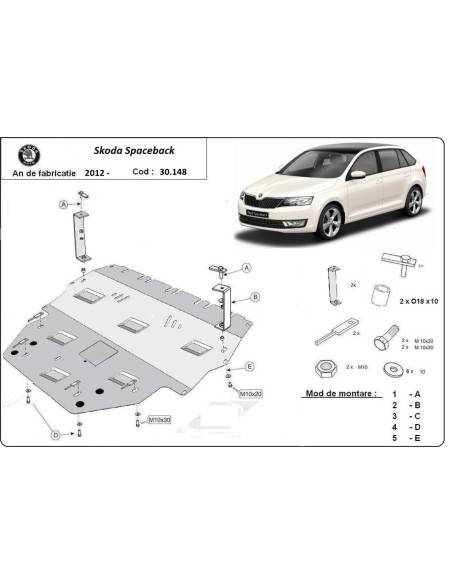 Cubre carter metalico Skoda Spaceback "30.148" (Desde 2012 hasta 2022)