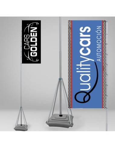 Bandera con mastil telescópico + base