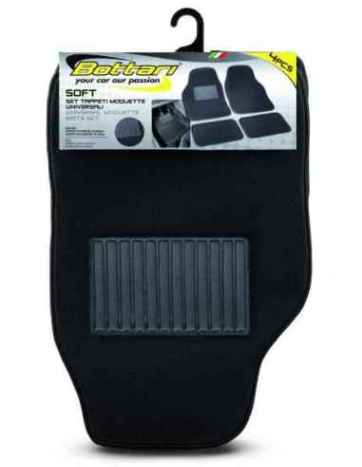 JUEGO 4 ALFOMBRAS MOQUETA UNIVERSAL NEGRO SOFT