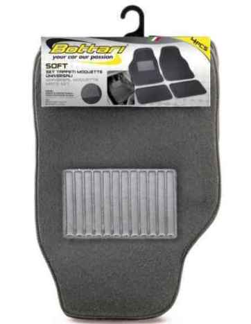 JUEGO 4 ALFOMBRAS MOQUETA UNIVERSAL GRIS SOFT