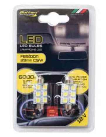 T11 6SMD 39 MM 5050 WHITE 12V 2 UNIDADES