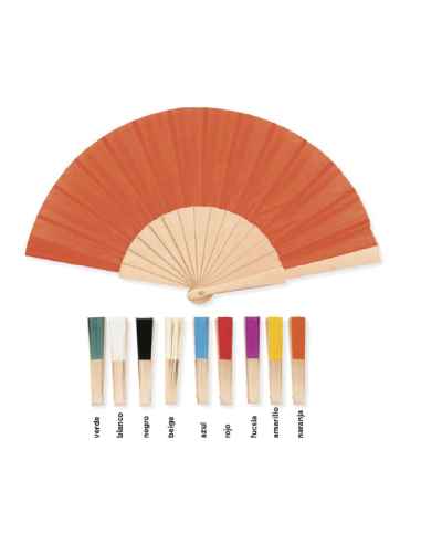 Abanico de Tela con Varillas de Madera