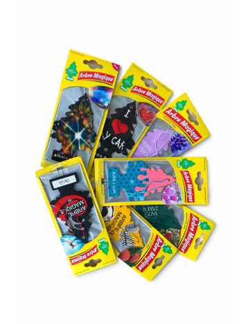 Ambientador de coche tipo árbol · Aromas: Pino, Vainilla, Limón, Fresa y más