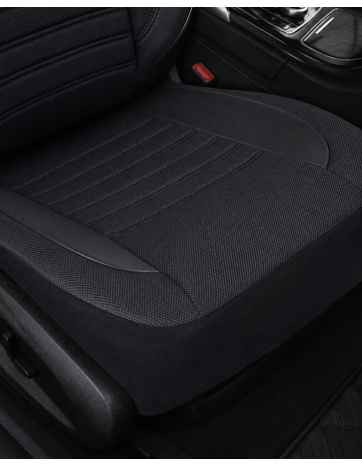 Detalle base asiento funda coche negra acolchada
