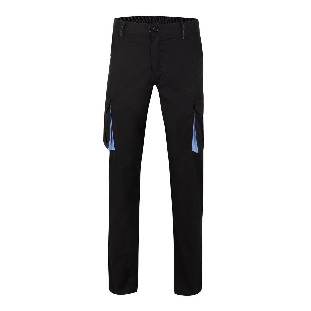 Pantalón de trabajo stretch bicolor multibolsillos Velilla 103024S - Negro / celeste