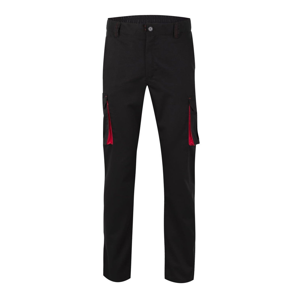 Pantalón de trabajo stretch bicolor multibolsillos Velilla 103024S - Negro / rojo