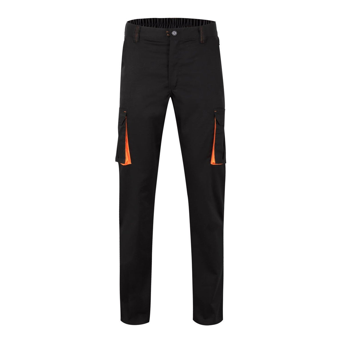 Pantalón de trabajo stretch bicolor multibolsillos Velilla 103024S - Negro / naranja