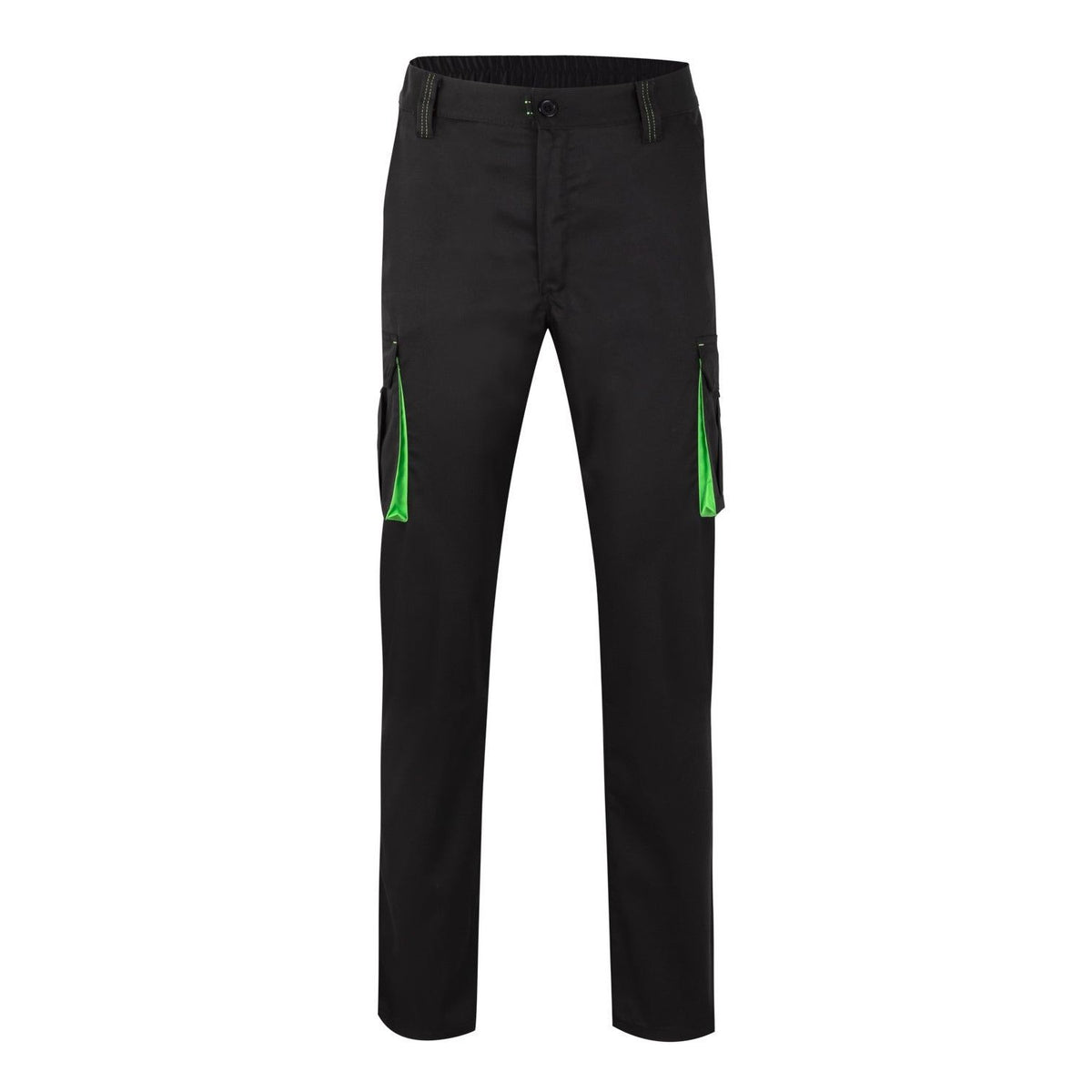 Pantalón de trabajo stretch bicolor multibolsillos Velilla 103024S - Negro / verde lima