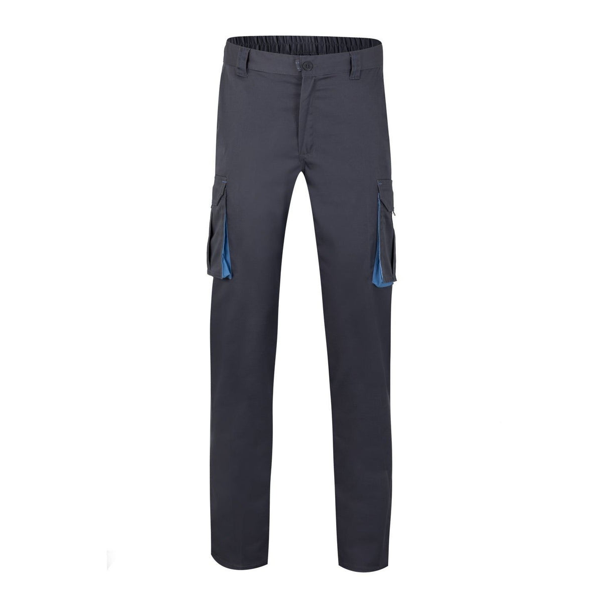 Pantalón de trabajo stretch bicolor multibolsillos Velilla 103024S - Gris / celeste