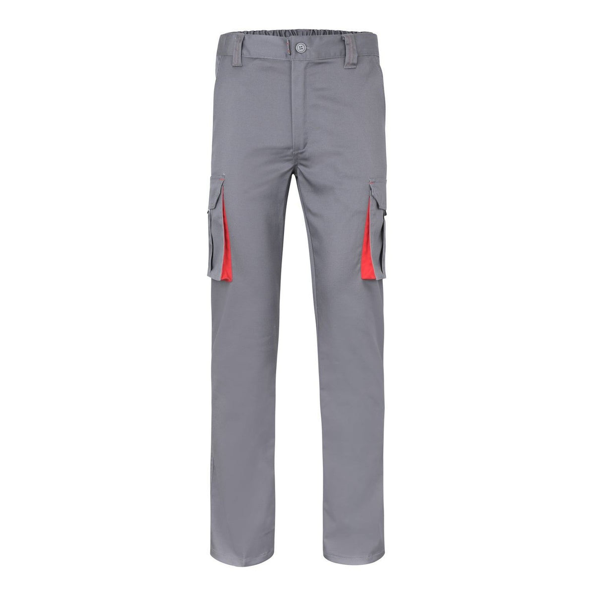 Pantalón de trabajo stretch bicolor multibolsillos Velilla 103024S - Gris / rojo