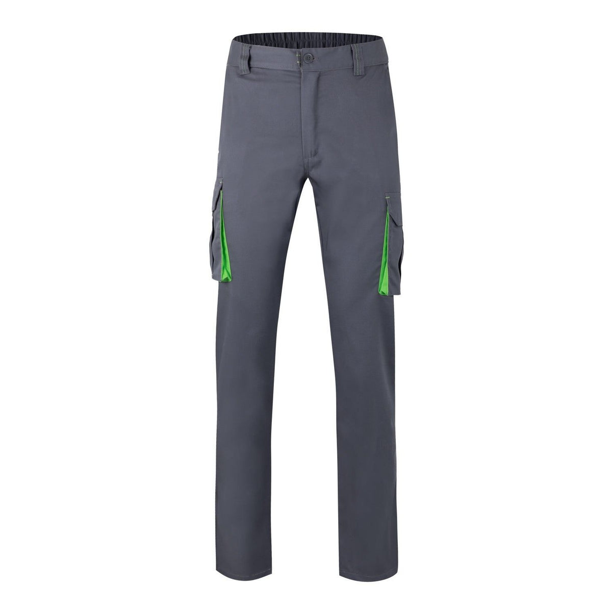 Pantalón de trabajo stretch bicolor multibolsillos Velilla 103024S - Gris / verde lima