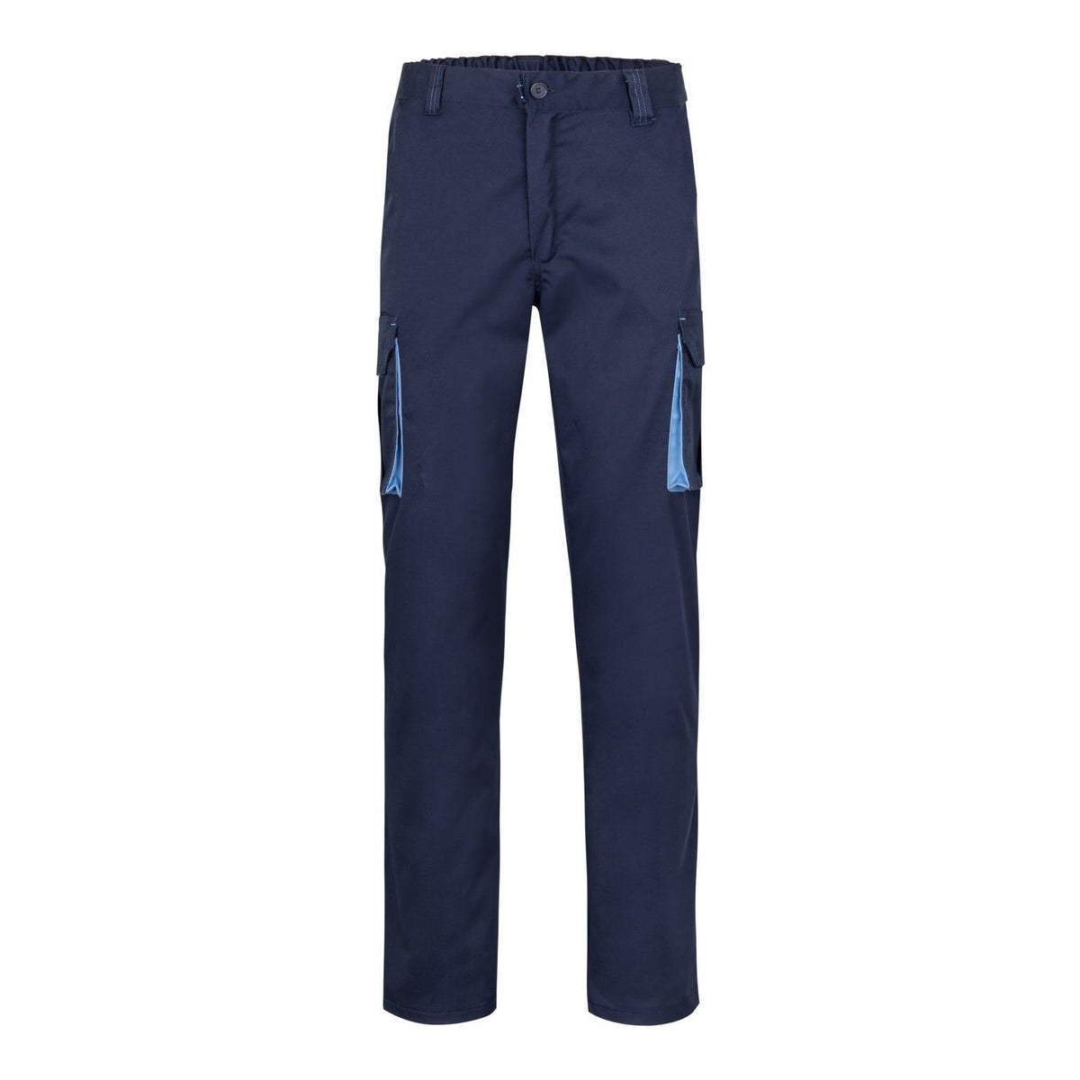Pantalón de trabajo stretch bicolor multibolsillos Velilla 103024S - Azul navy / celeste