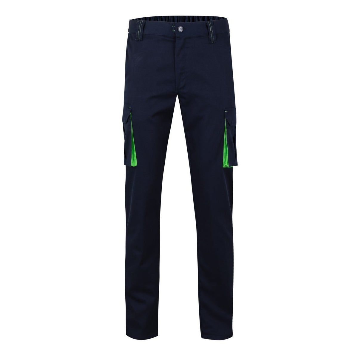 Pantalón de trabajo stretch bicolor multibolsillos Velilla 103024S - Azul navy / verde lima