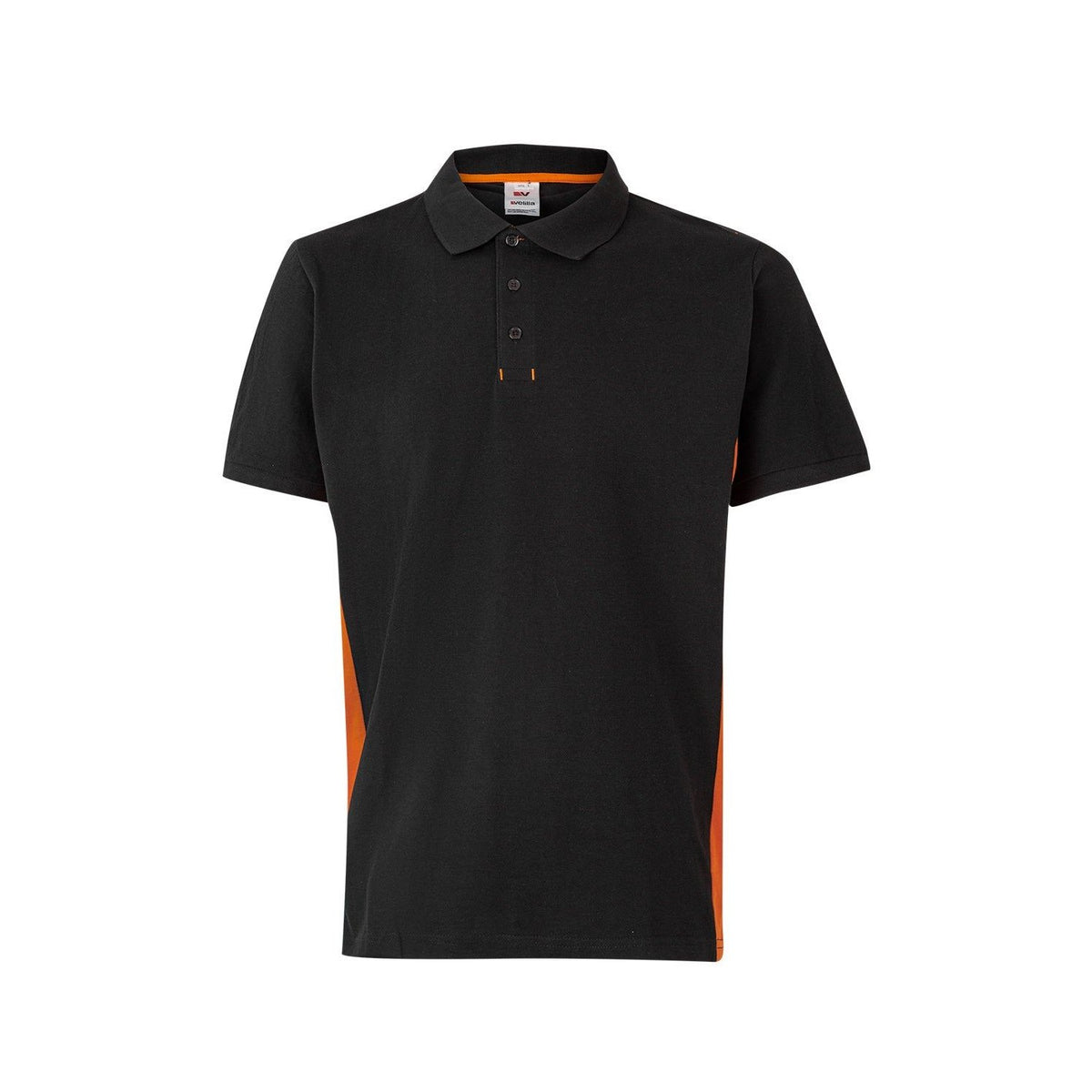 Polo de trabajo bicolor manga corta Velilla 105504 - Negro / naranja
