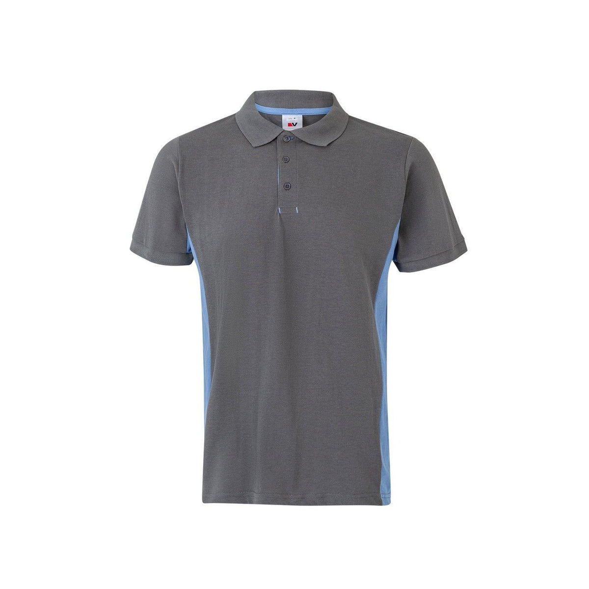 Polo de trabajo bicolor manga corta Velilla 105504 - Gris / celeste