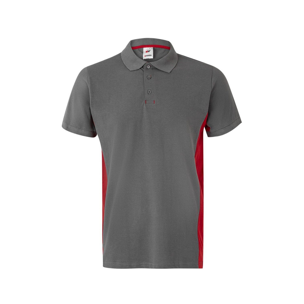 Polo de trabajo bicolor manga corta Velilla 105504 - Gris / rojo