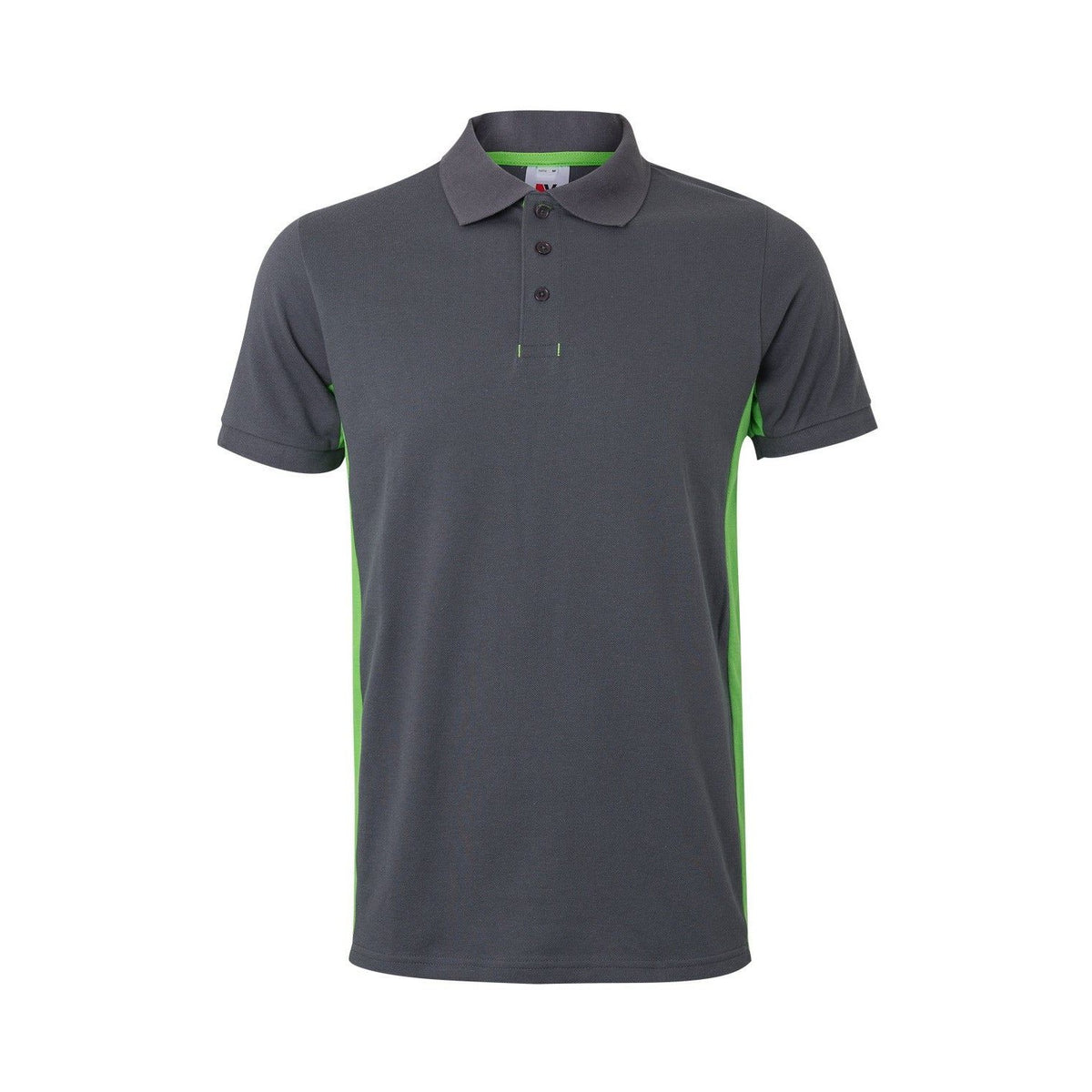 Polo de trabajo bicolor manga corta Velilla 105504 - Gris / verde lima