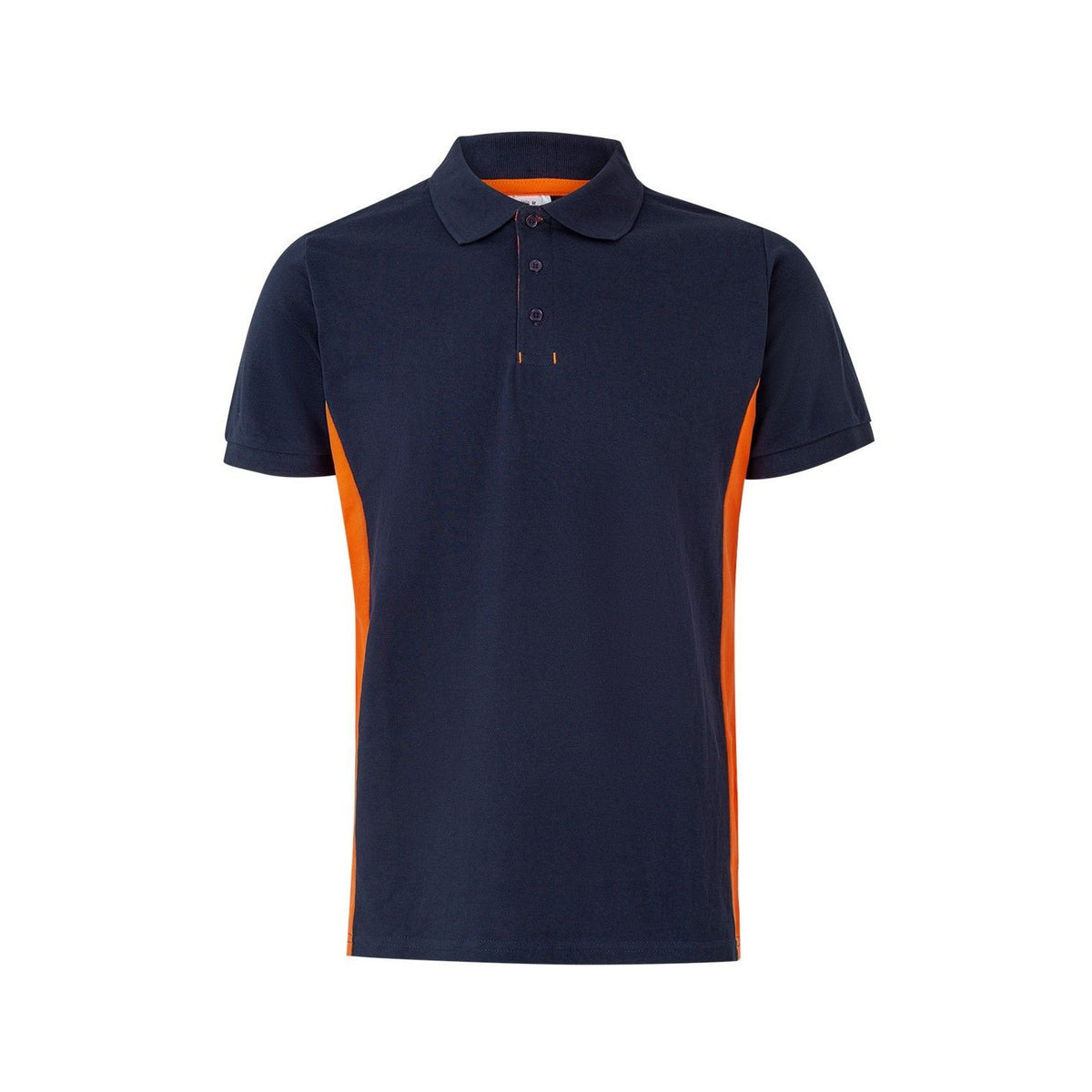 Polo de trabajo bicolor manga corta Velilla 105504 - Azul navy / naranja