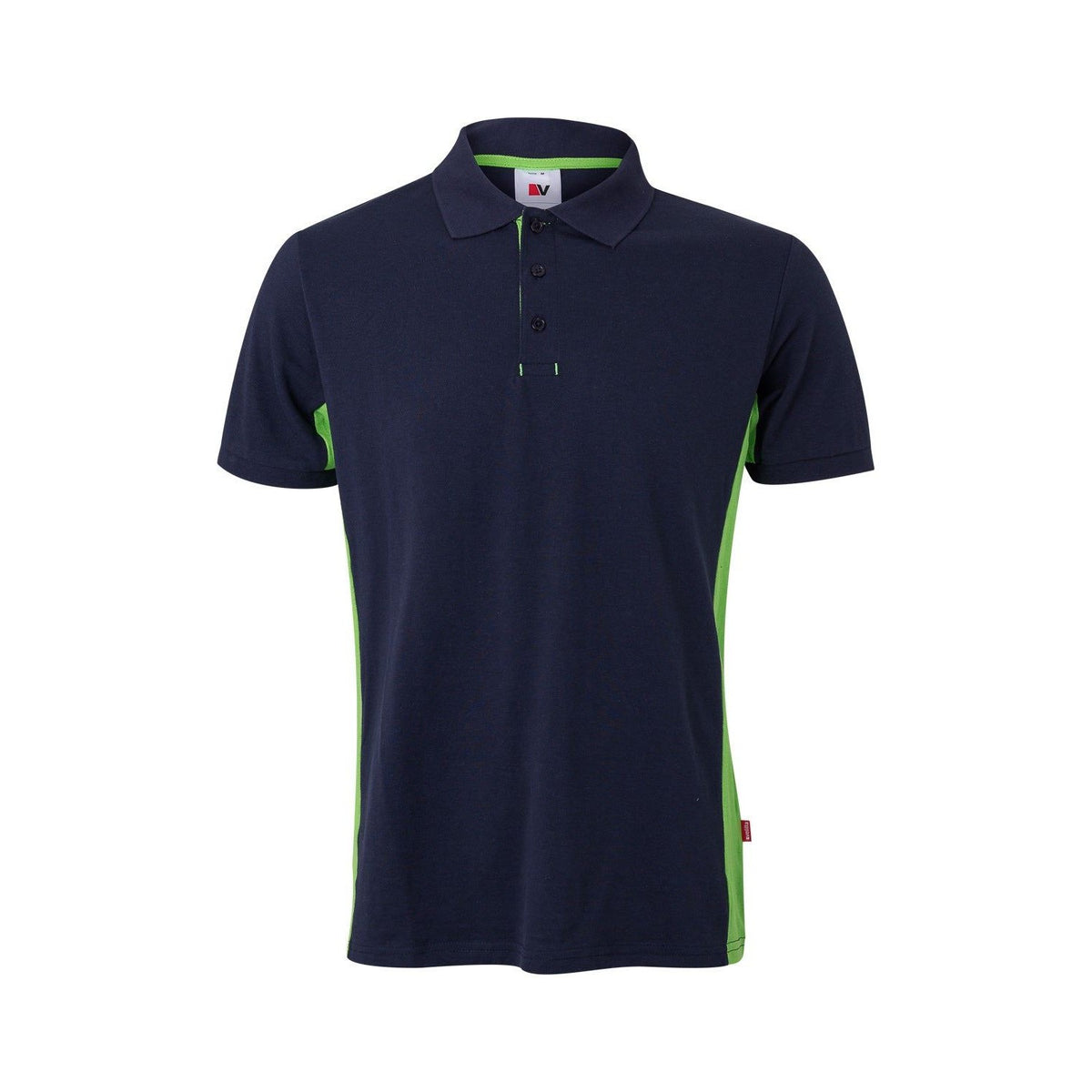Polo de trabajo bicolor manga corta Velilla 105504 - Azul navy / verde lima