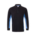 Polo de trabajo bicolor manga larga Velilla 105514 - Negro / celeste