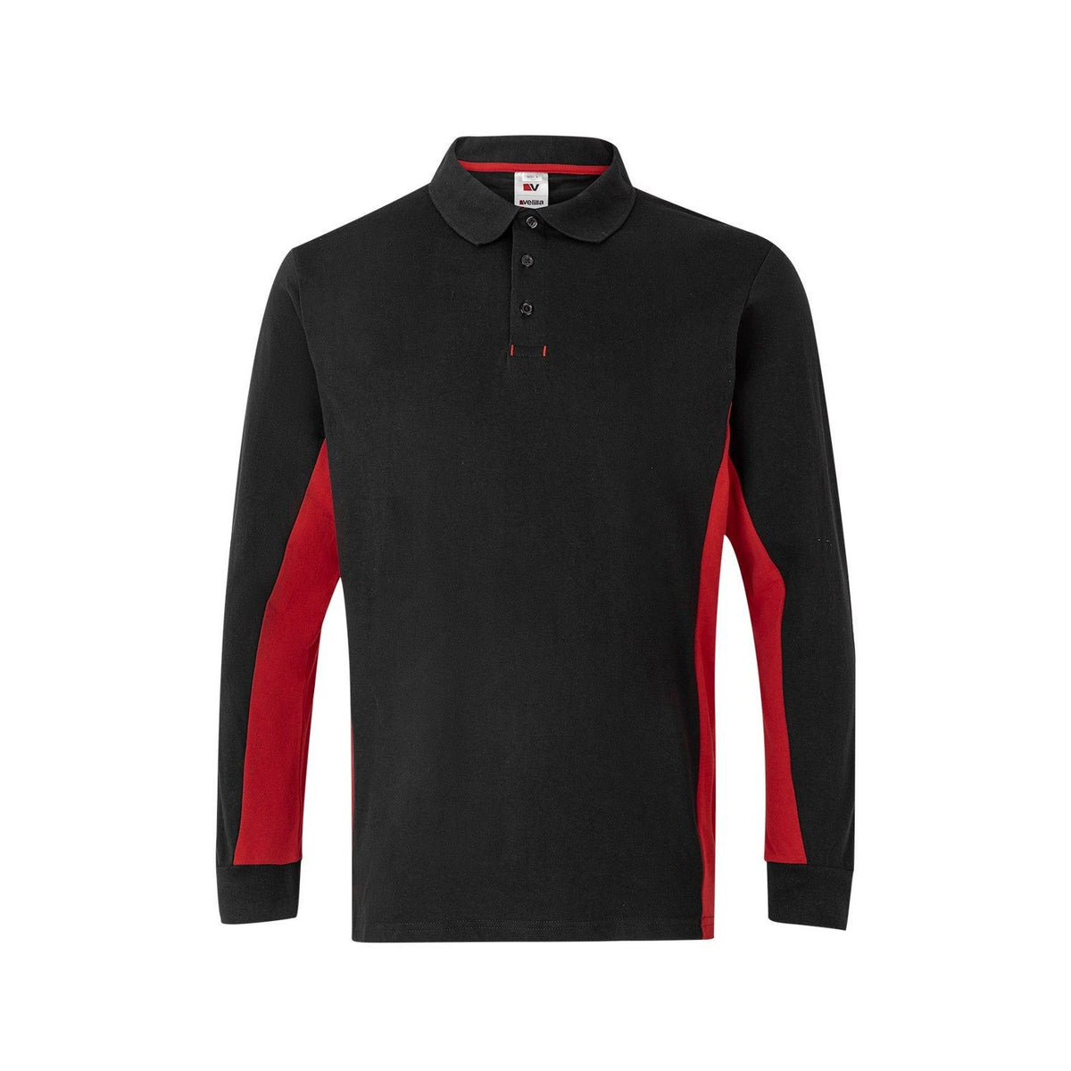 Polo de trabajo bicolor manga larga Velilla 105514 - Negro / rojo