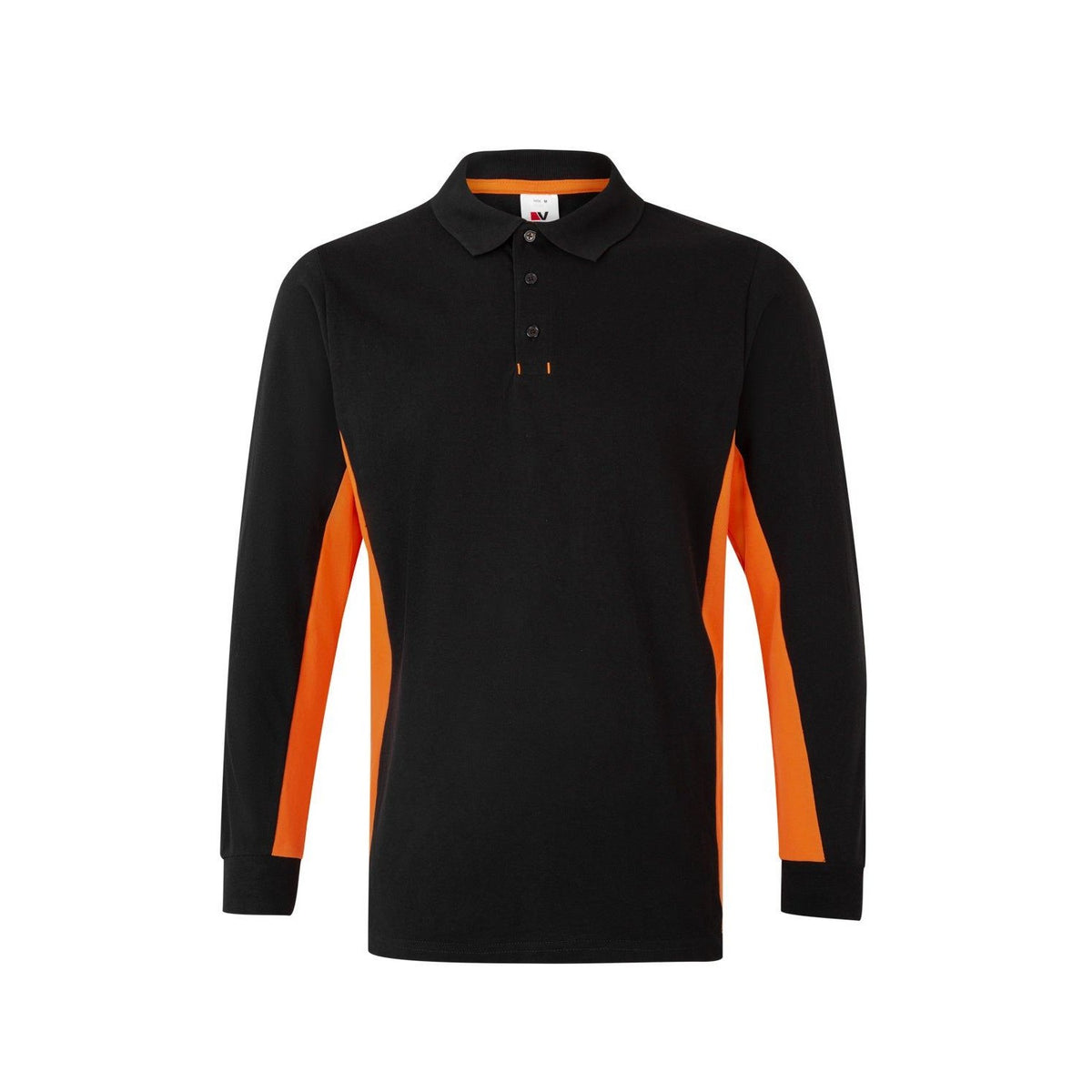 Polo de trabajo bicolor manga larga Velilla 105514 - Negro / naranja