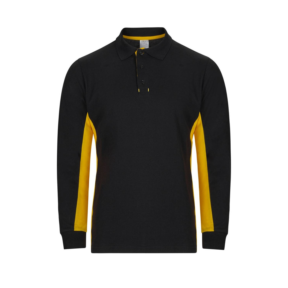 Polo de trabajo bicolor manga larga Velilla 105514 - Negro / amarillo