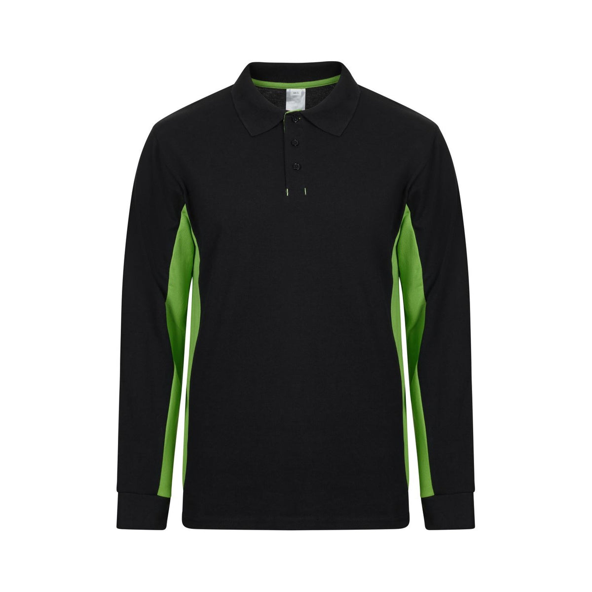 Polo de trabajo bicolor manga larga Velilla 105514 - Negro / verde lima