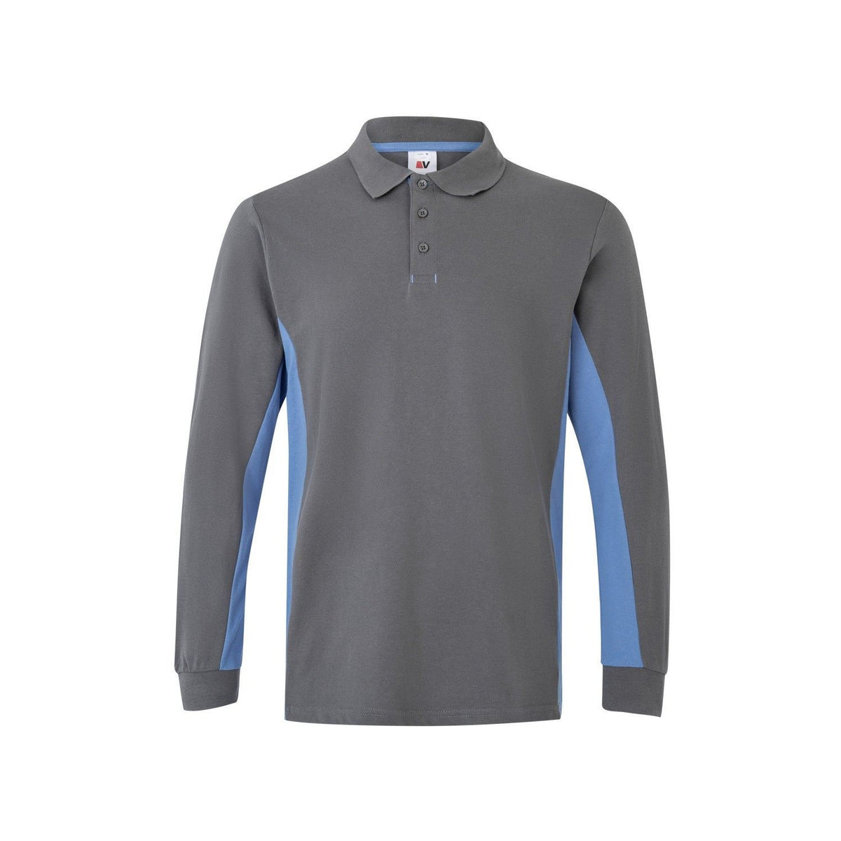 Polo de trabajo bicolor manga larga Velilla 105514 - Gris / celeste