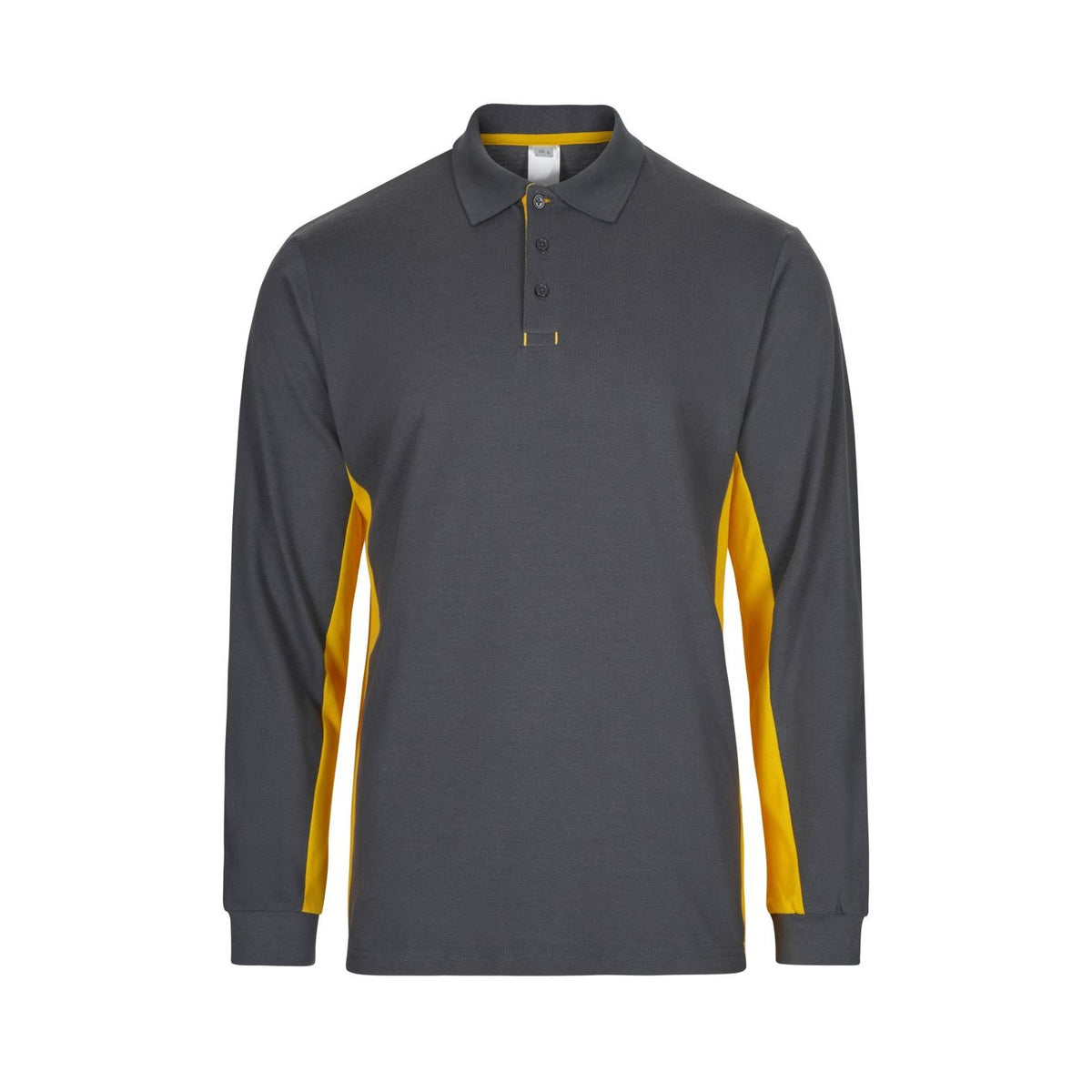 Polo de trabajo bicolor manga larga Velilla 105514 - Gris / amarillo